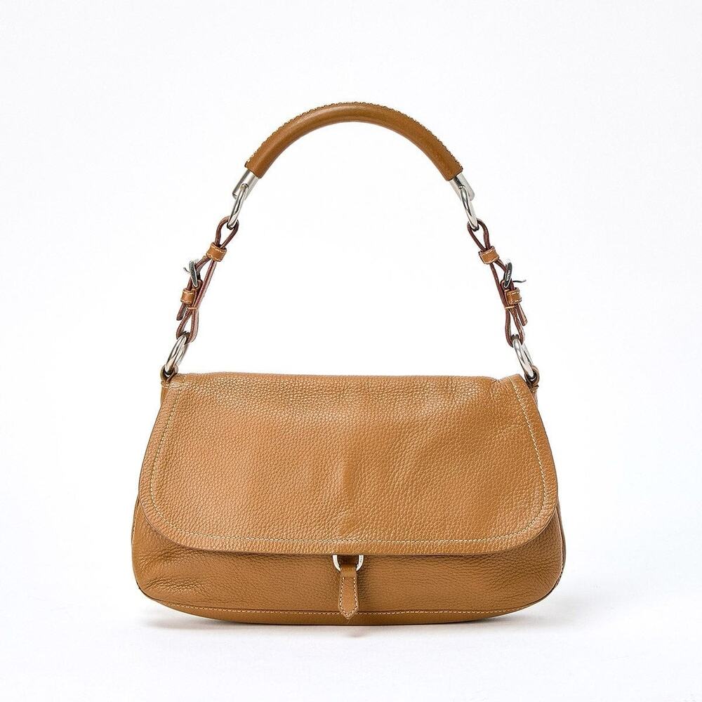 Prada Leather Triangle Shoulder Bag Brown